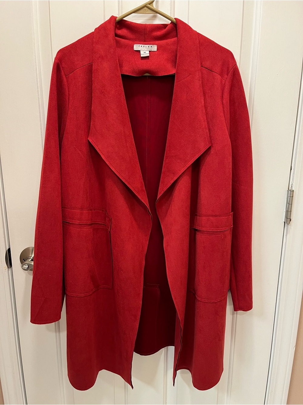 FAVLUX Red Open-Front Trench Coat (Medium)